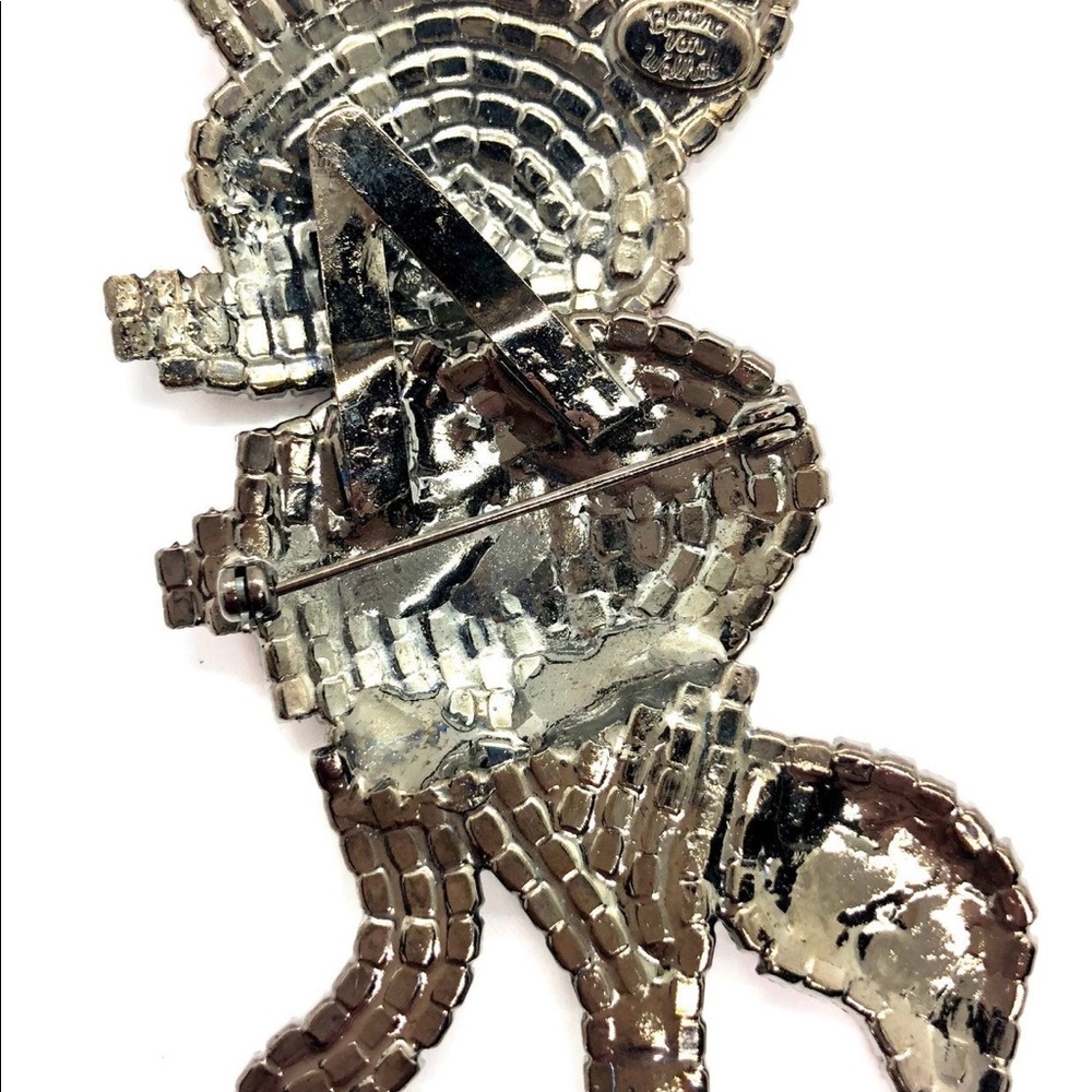 Big Rhinestone Crystal Red Fox Brooch Designer - Picture 7 of 7